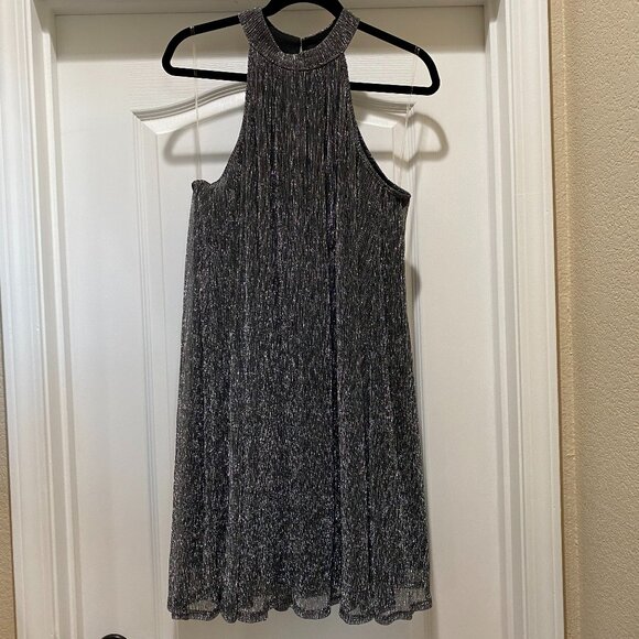 NWT Nine West Halter Neck A-Line Swing Dress - Silver size XL - Picture 2 of 10
